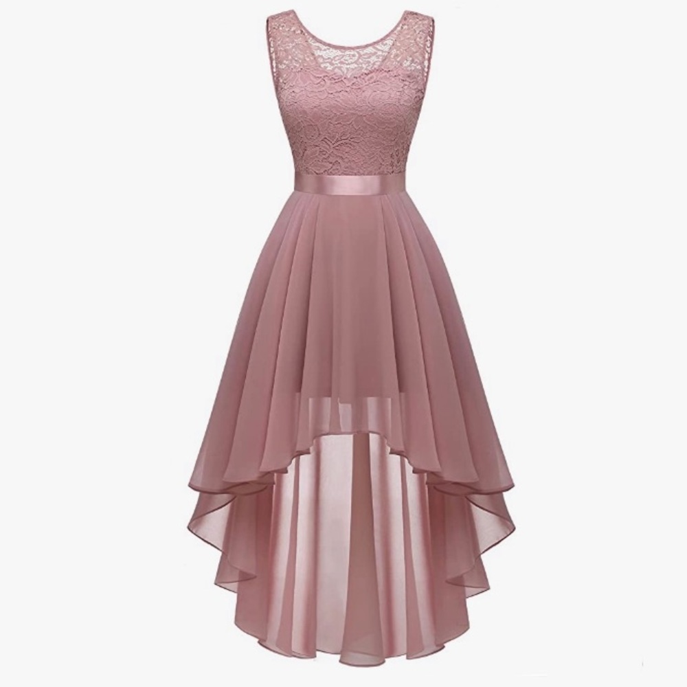 Brand New BeryLove Blush Floral Lace Hi-Lo Dress